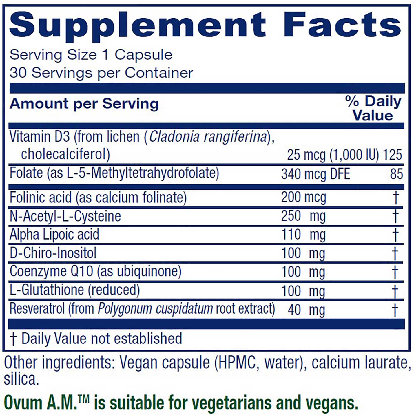 Vitanica Ovum AM Ingredients