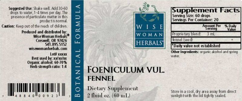 Wise Woman Herbals Foeniculum Vulgare Bitter Fennel Label