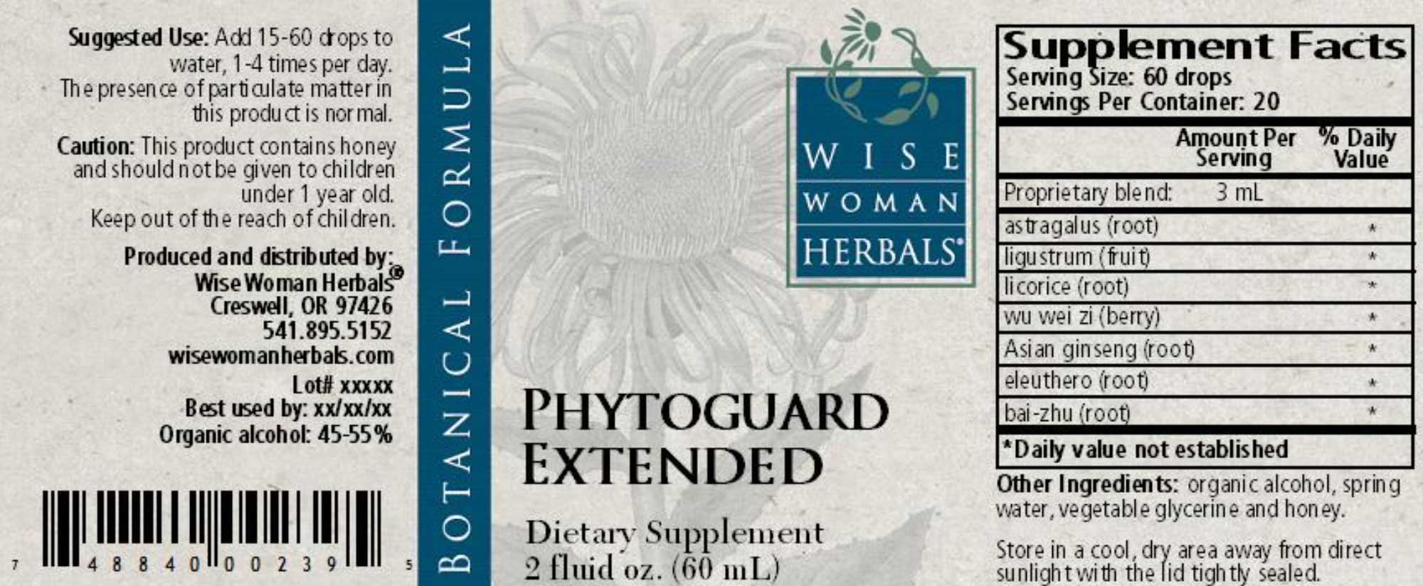 Wise Woman Herbals Phytoguard Extended Label