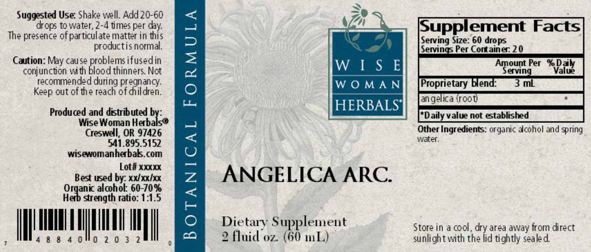 Wise Woman Herbals Angelica Archangelica Angelica Label