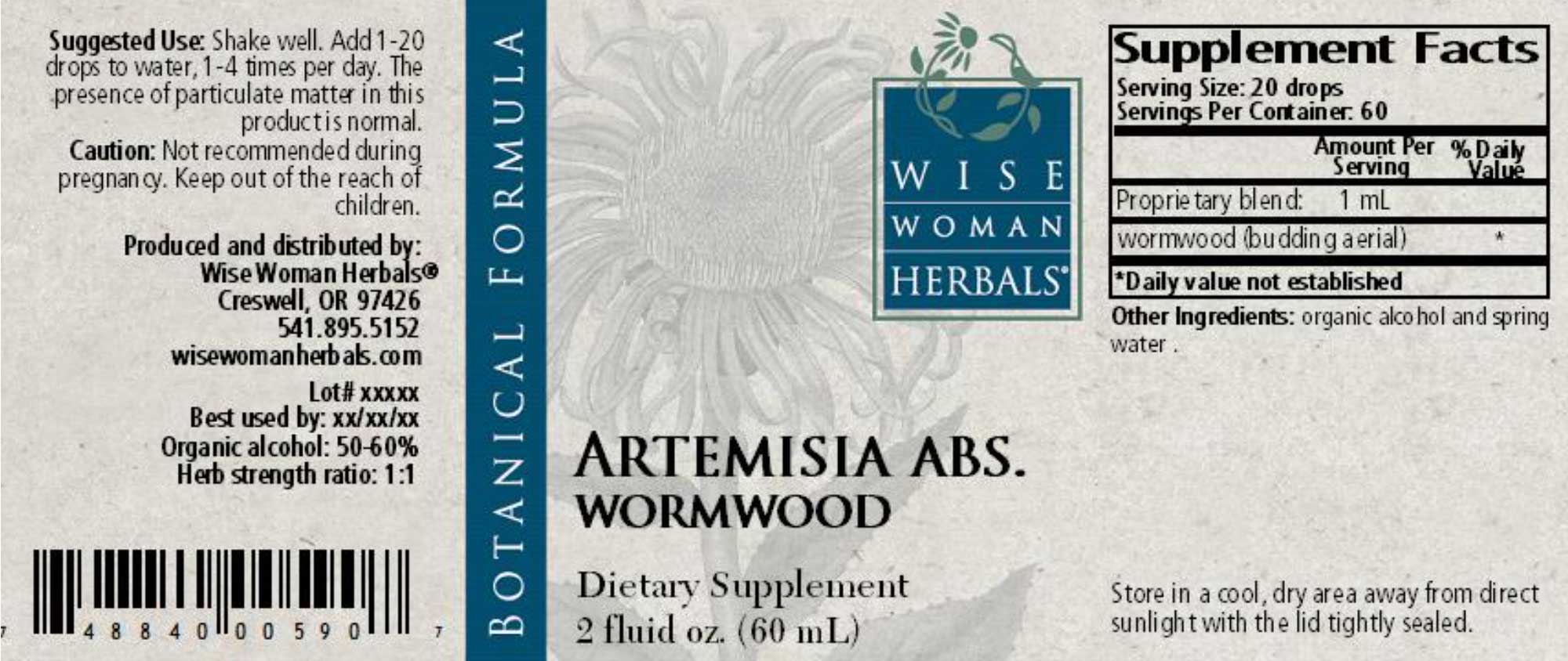 Wise Woman Herbals Artemisia Absinthium Wormwood Label
