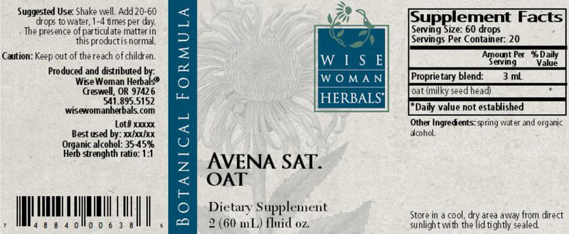 Wise Woman Herbals Avena Sativa Oat Label