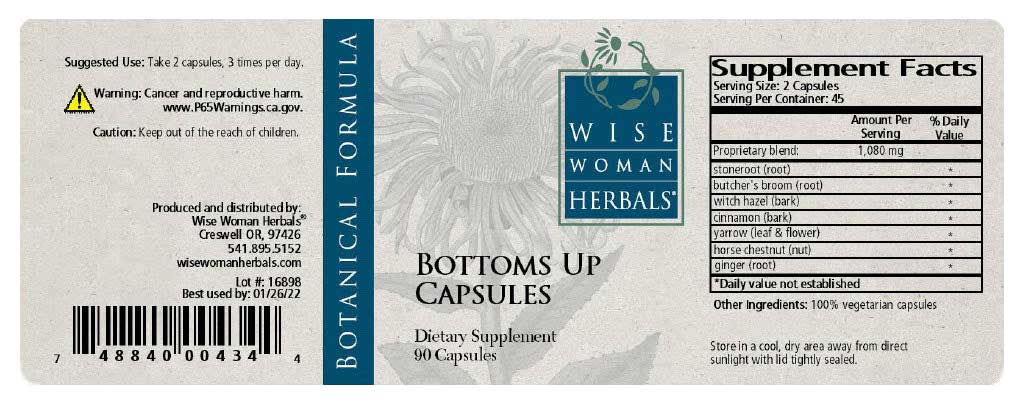 Wise Woman Herbals Bottoms Up Capsules Label