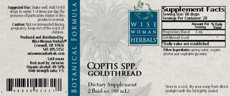 Wise Woman Herbals Coptis Chinensis Chinese Goldthread Label