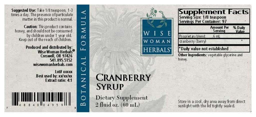 Wise Woman Herbals Cranberry Syrup Label