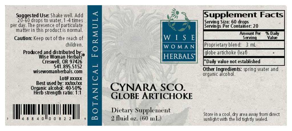 Wise Woman Herbals Cynara Scolymus Globe Artichoke Label