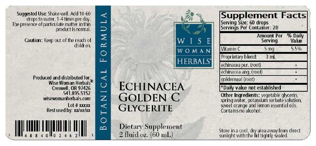 Wise Woman Herbals Echinacea Golden C Glycerite Label