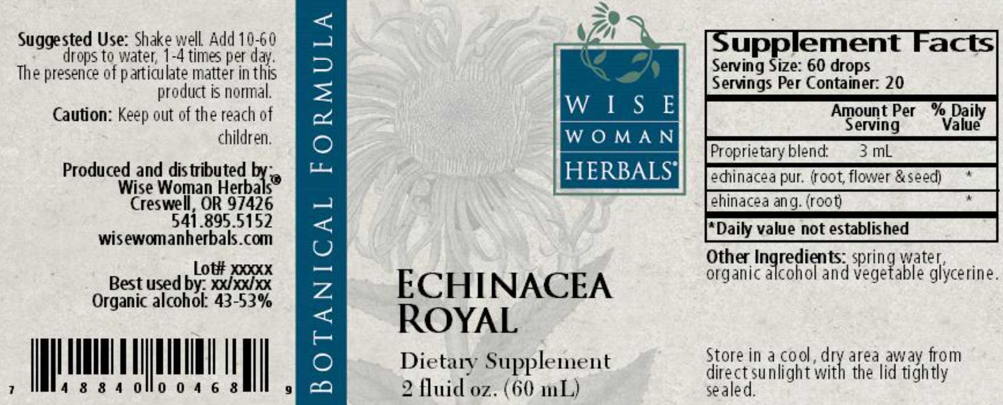 Wise Woman Herbals Echinacea Royal Label
