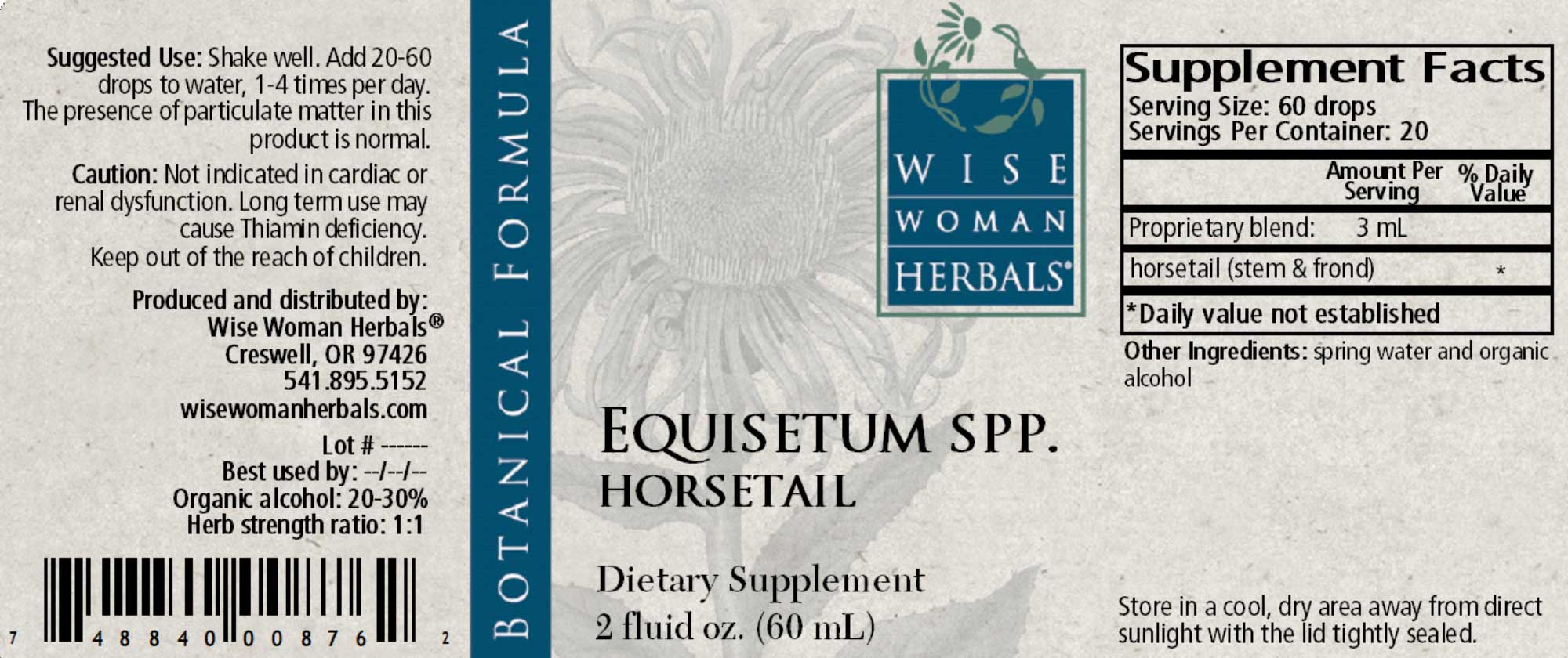 Wise Woman Herbals Equisetum Arvense Horsetail Label