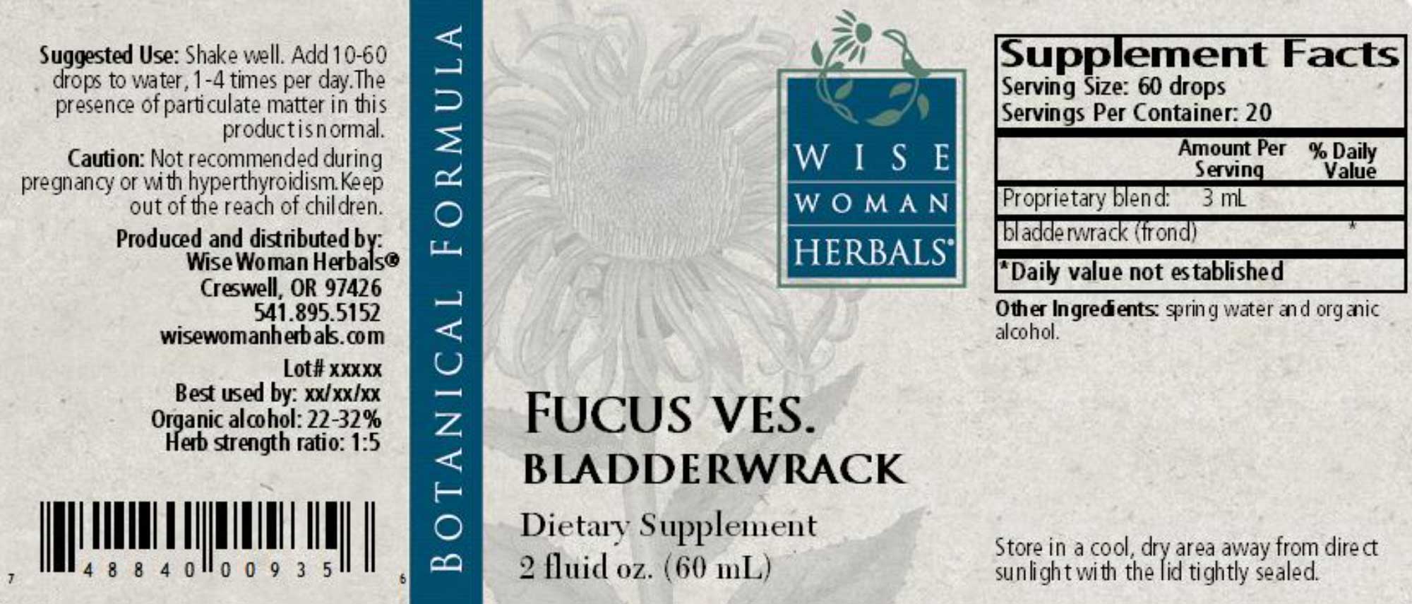 Wise Woman Herbals Fucus Vesiculosus Bladderwrack Label