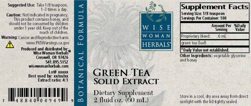 Wise Woman Herbals Green Tea Solid Extract Label