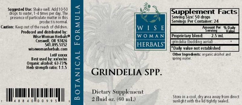 Wise Woman Herbals Grindelia Spp Gumweed Label