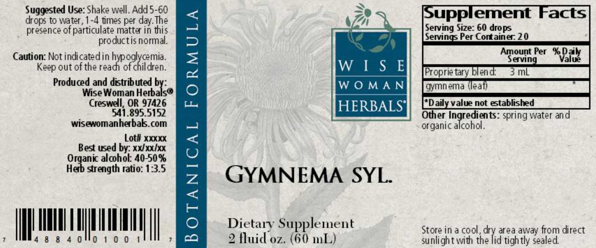 Wise Woman Herbals Gymnema Sylvestre Label