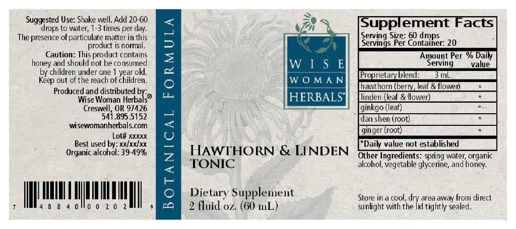 Wise Woman Herbals Hawthorn And Linden Tonic Label