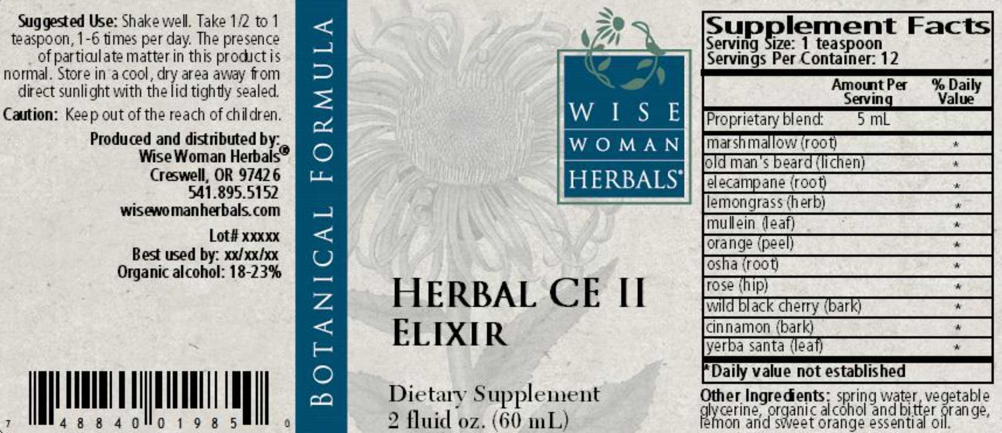 Wise Woman Herbals Herbal CE II Label