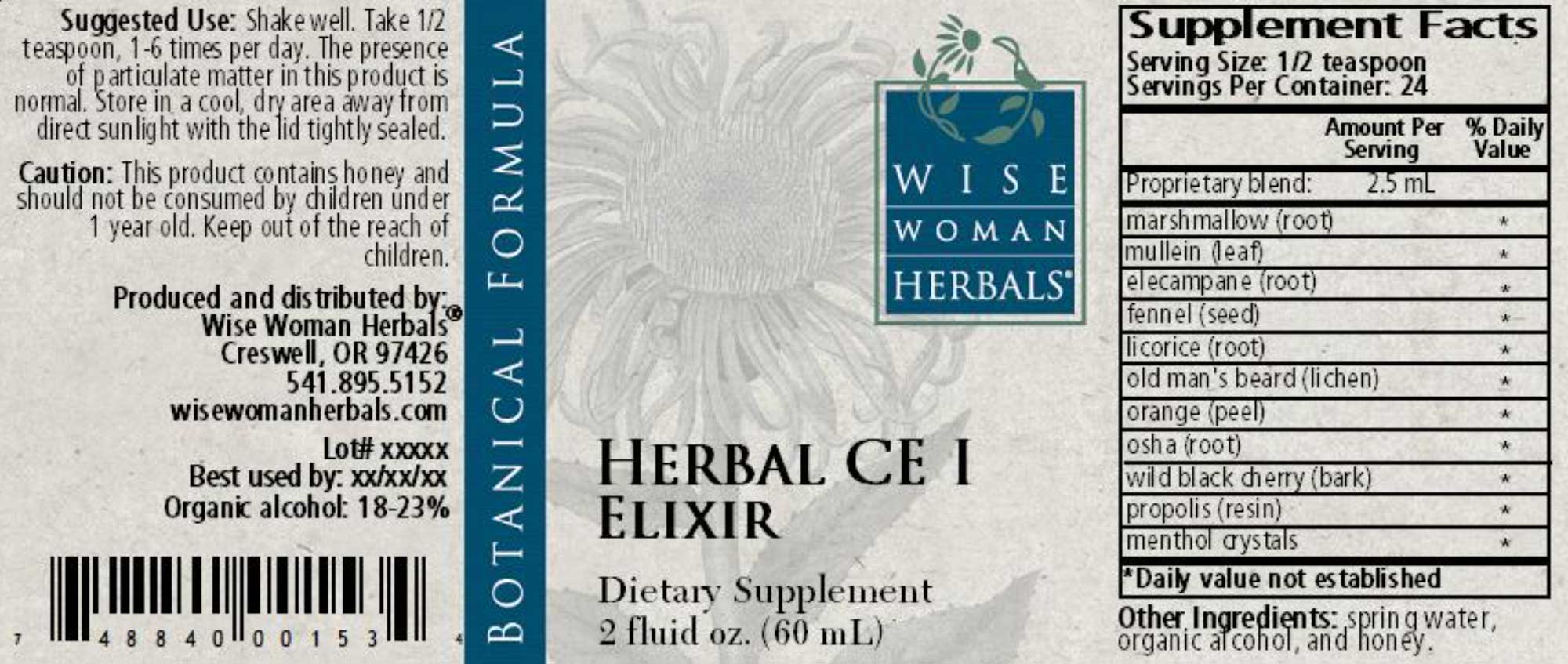 Wise Woman Herbals Herbal CE I Label