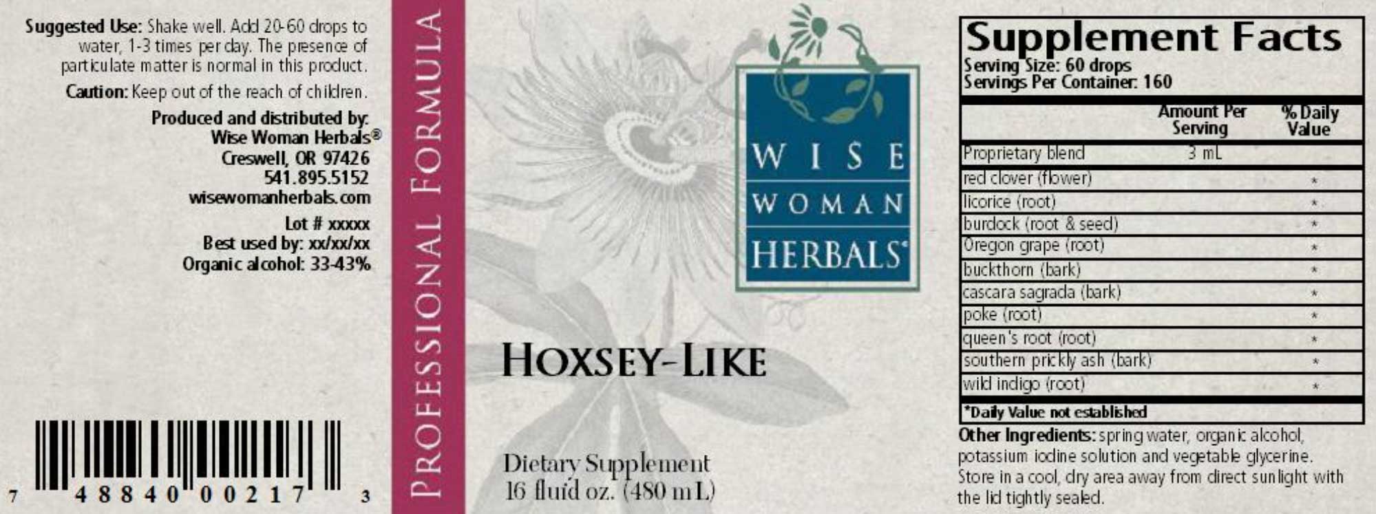 Wise Woman Herbals Hoxsey Like Formula Label
