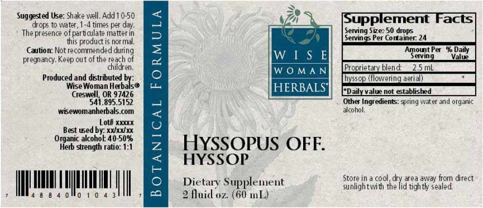 Wise Woman Herbals Hyssopus Officinalis Hyssop Label