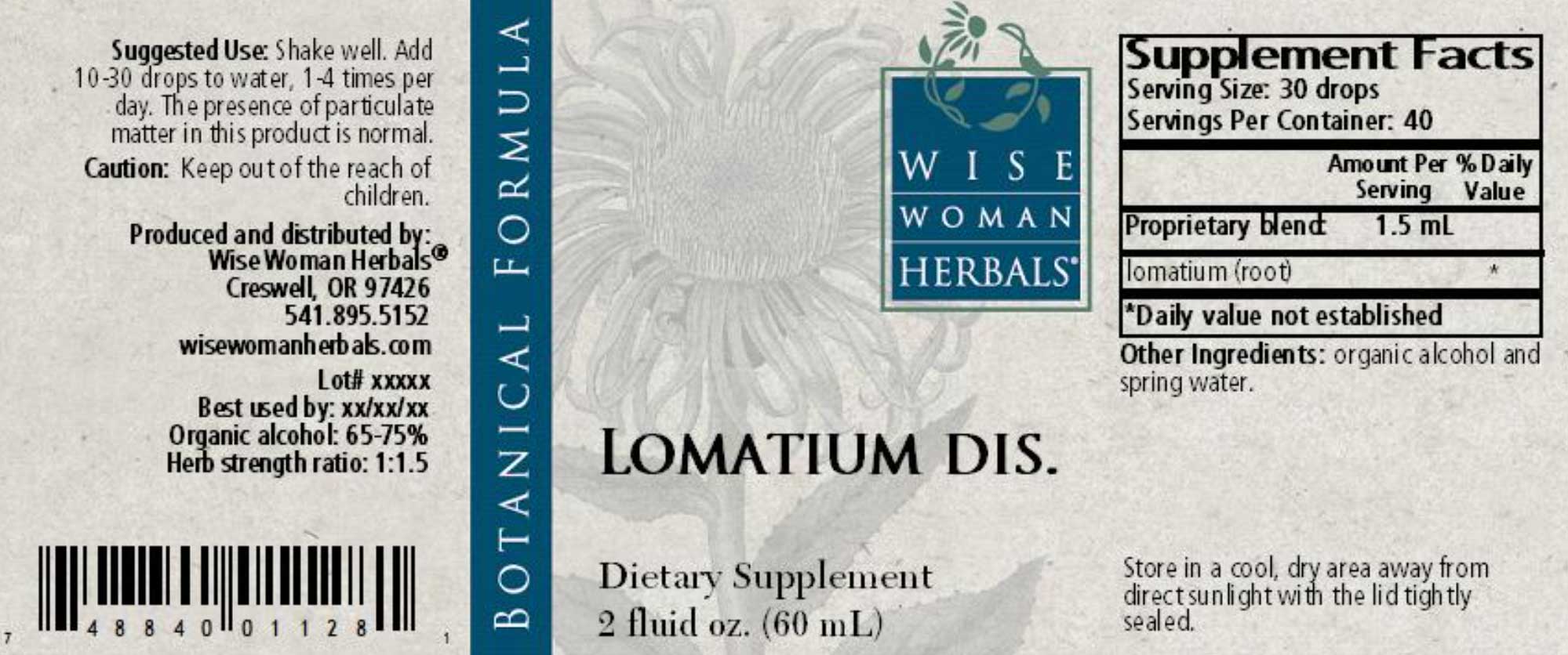 Wise Woman Herbals Lomatium Disectum Label