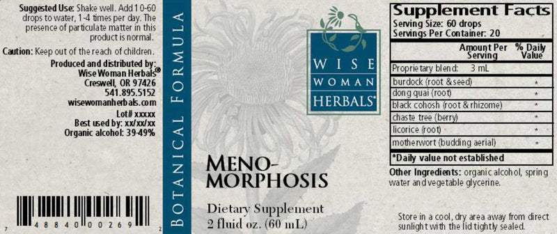 Wise Woman Herbals Menomorphosis Compound Label