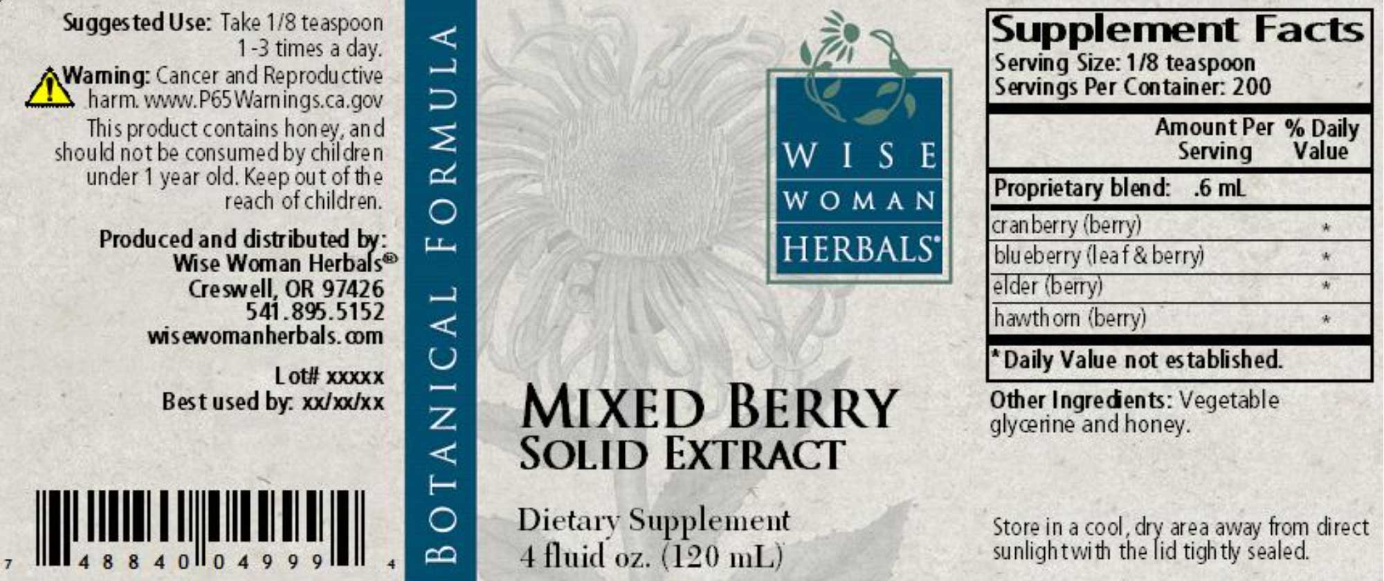 Wise Woman Herbals Mixed Berry Solid Extract LabelWise Woman Herbals Mixed Berry Solid Extract Label