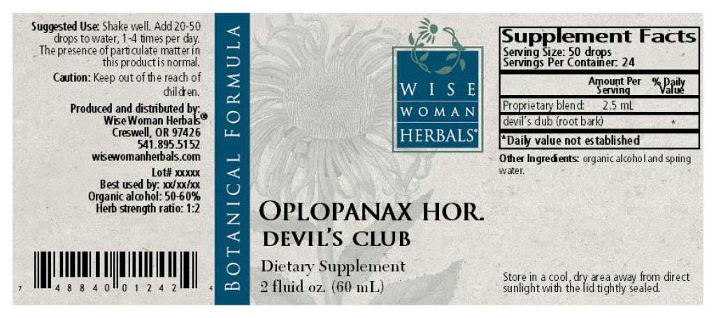 Wise Woman Herbals Oplopanax Horridus Devil's Club Label