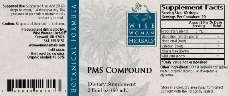 Wise Woman Herbals PMS Compound Label