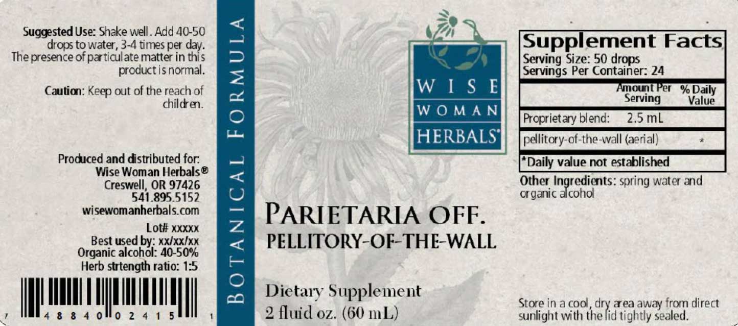 Wise Woman Herbals Parietaria Officinalis Pellitory Of The Wall Label