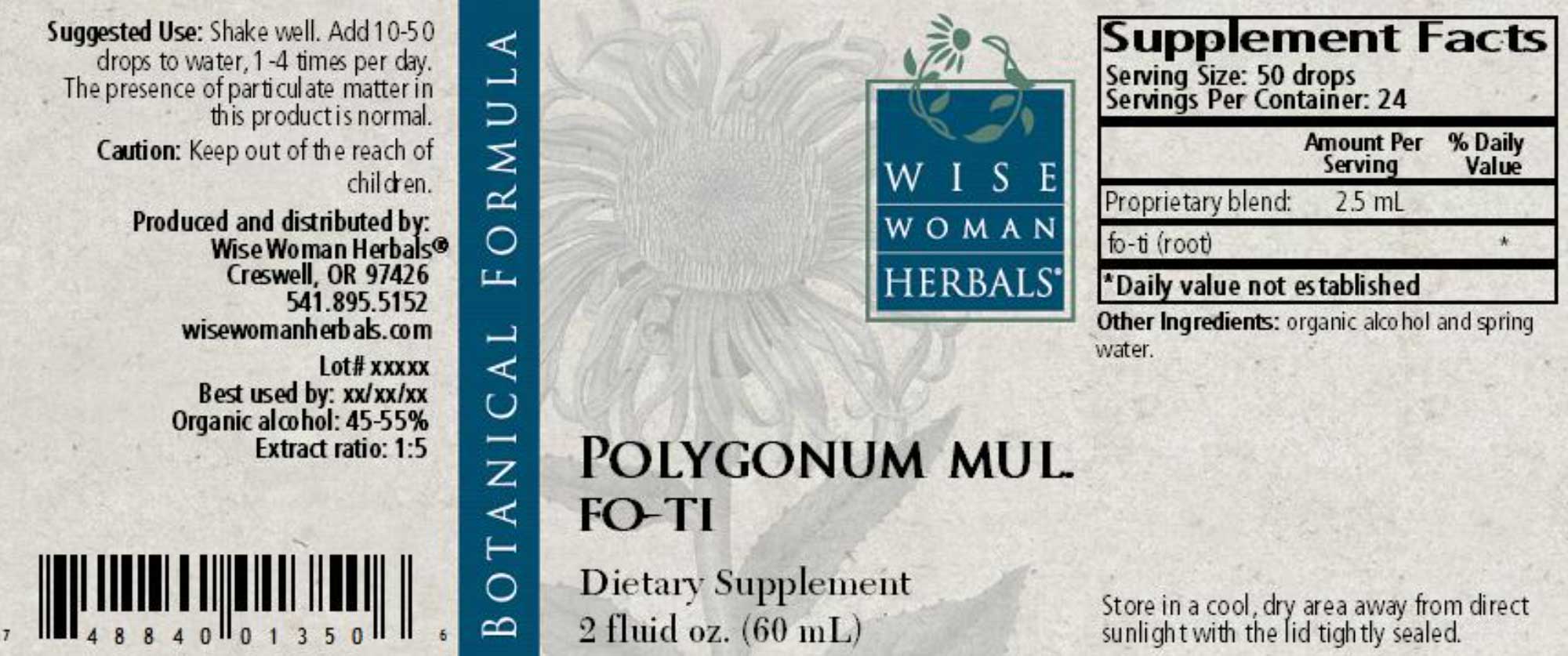 Wise Woman Herbals Polygonum Multiflorum Fo Ti Label