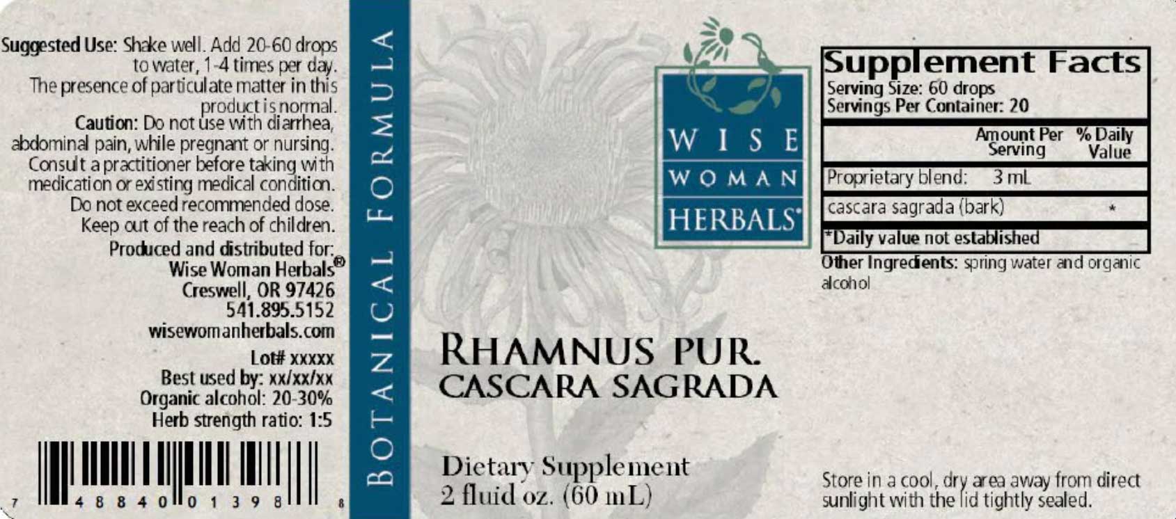 Wise Woman Herbals Rhamnus Purshiana Cascara Sagrada Label