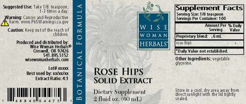 Wise Woman Herbals Rose Hips Solid Extract Label