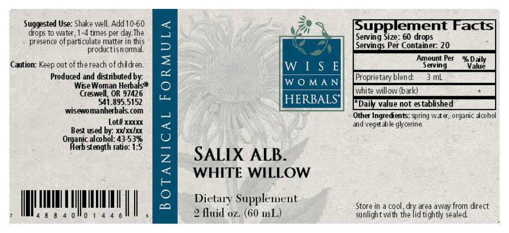Wise Woman Herbals Salix Alba White Willow Label