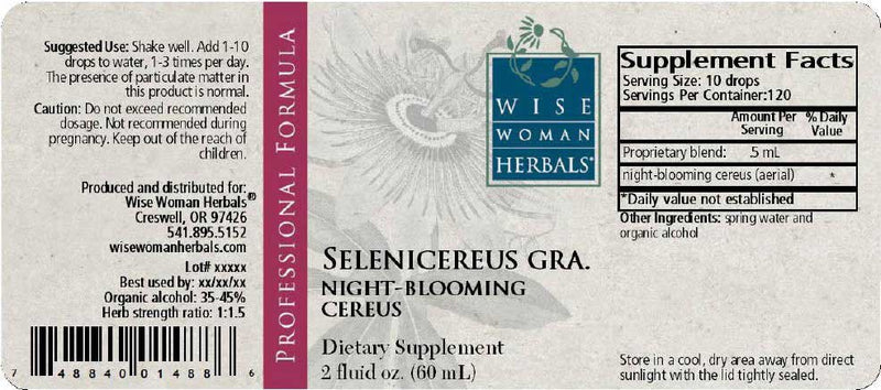 Wise Woman Herbals Selenicereus Grandiflorus Night Blooming Cereus Label