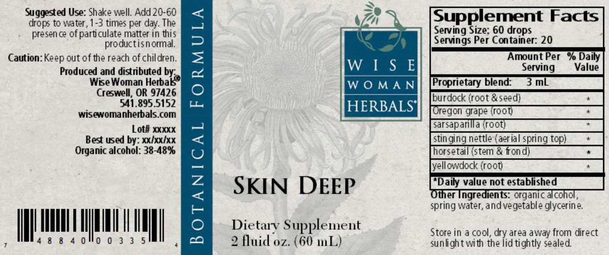 Wise Woman Herbals Skin Deep  Label