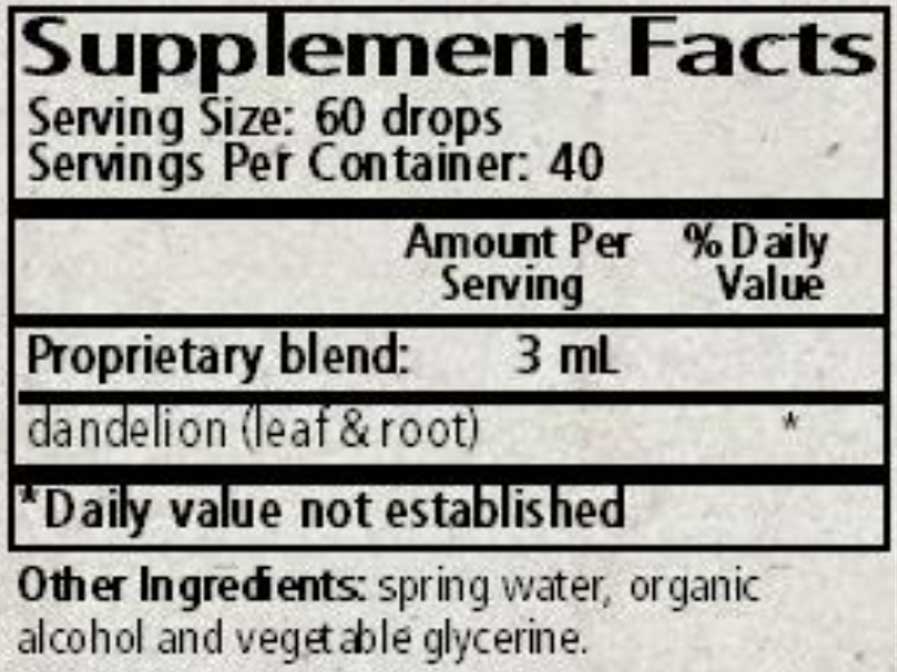 Wise Woman Herbals Taraxacum Officinale Dandelion Whole)  Ingredients