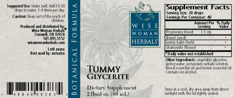 Wise Woman Herbals Tummy Glycerite Label