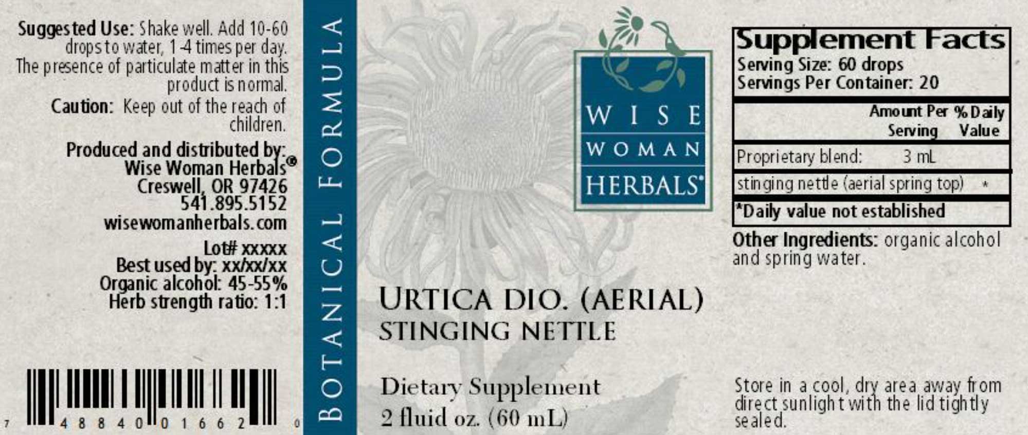 Wise Woman Herbals Urtica Dioica Stinging Nettle (Aerial) Label