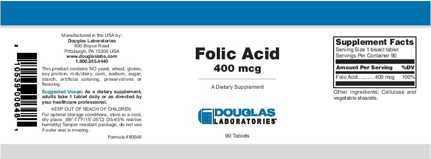 Douglas Laboratories Folic Acid Label