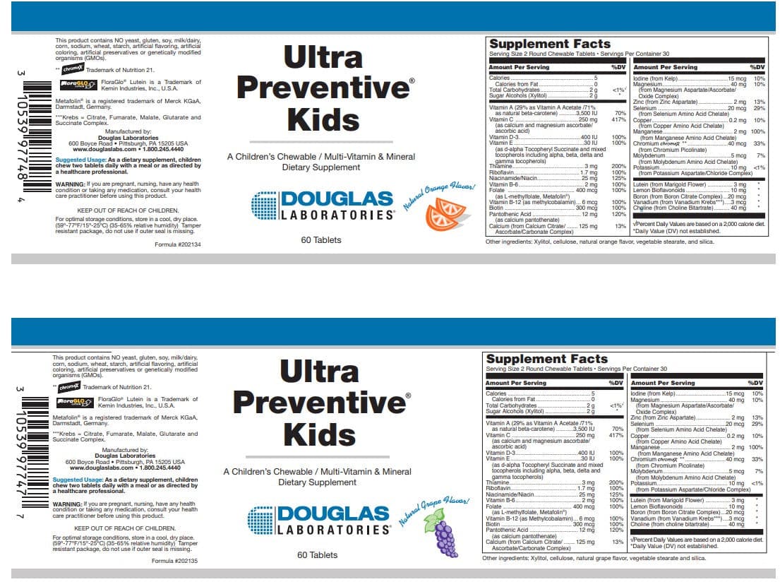 Douglas Laboratories Ultra Preventive Kids Label