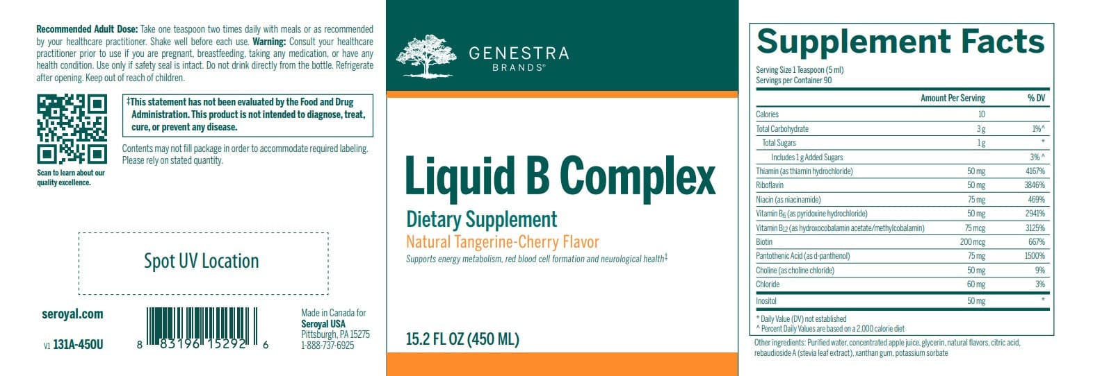 Genestra Brands Liquid B Complex Label