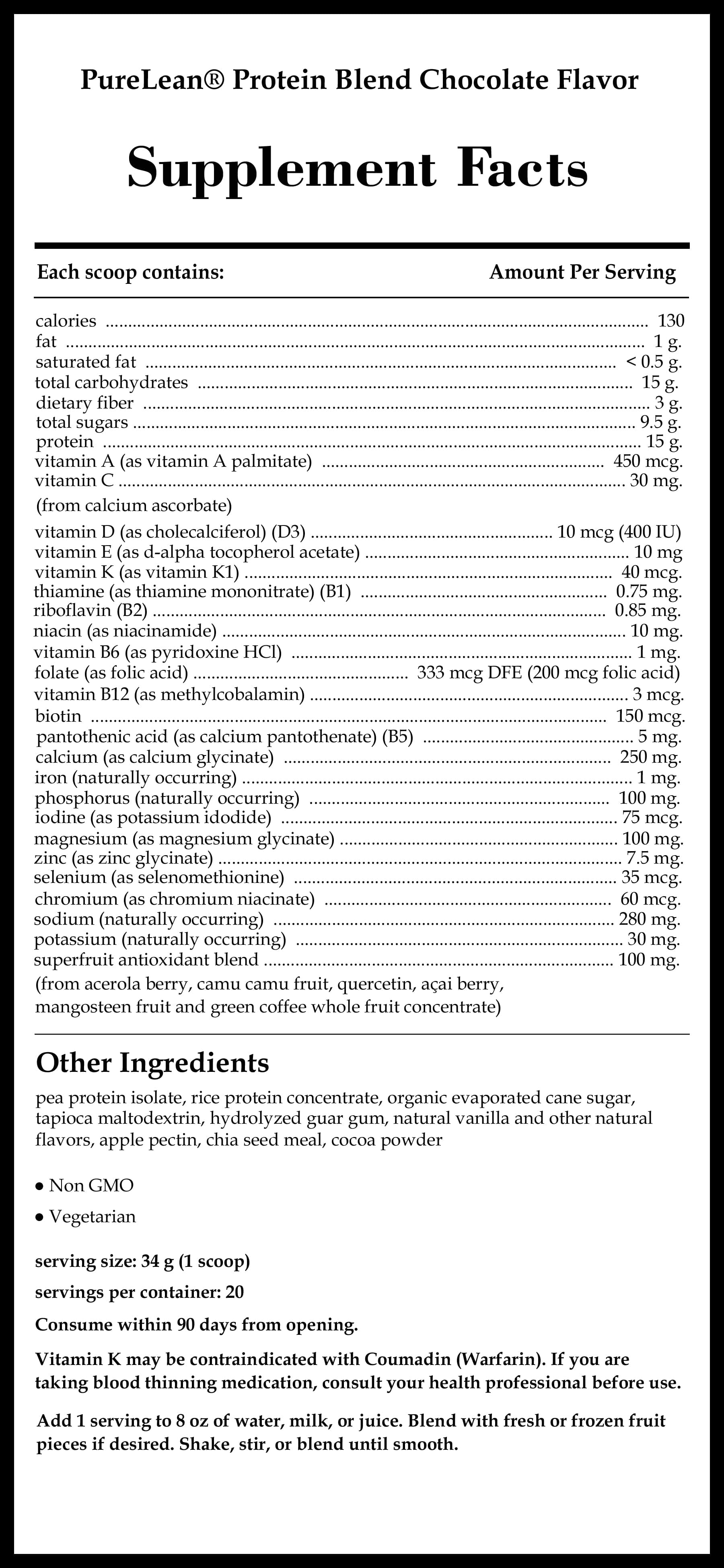 Pure Encapsulations PureLean Protein Ingredients 