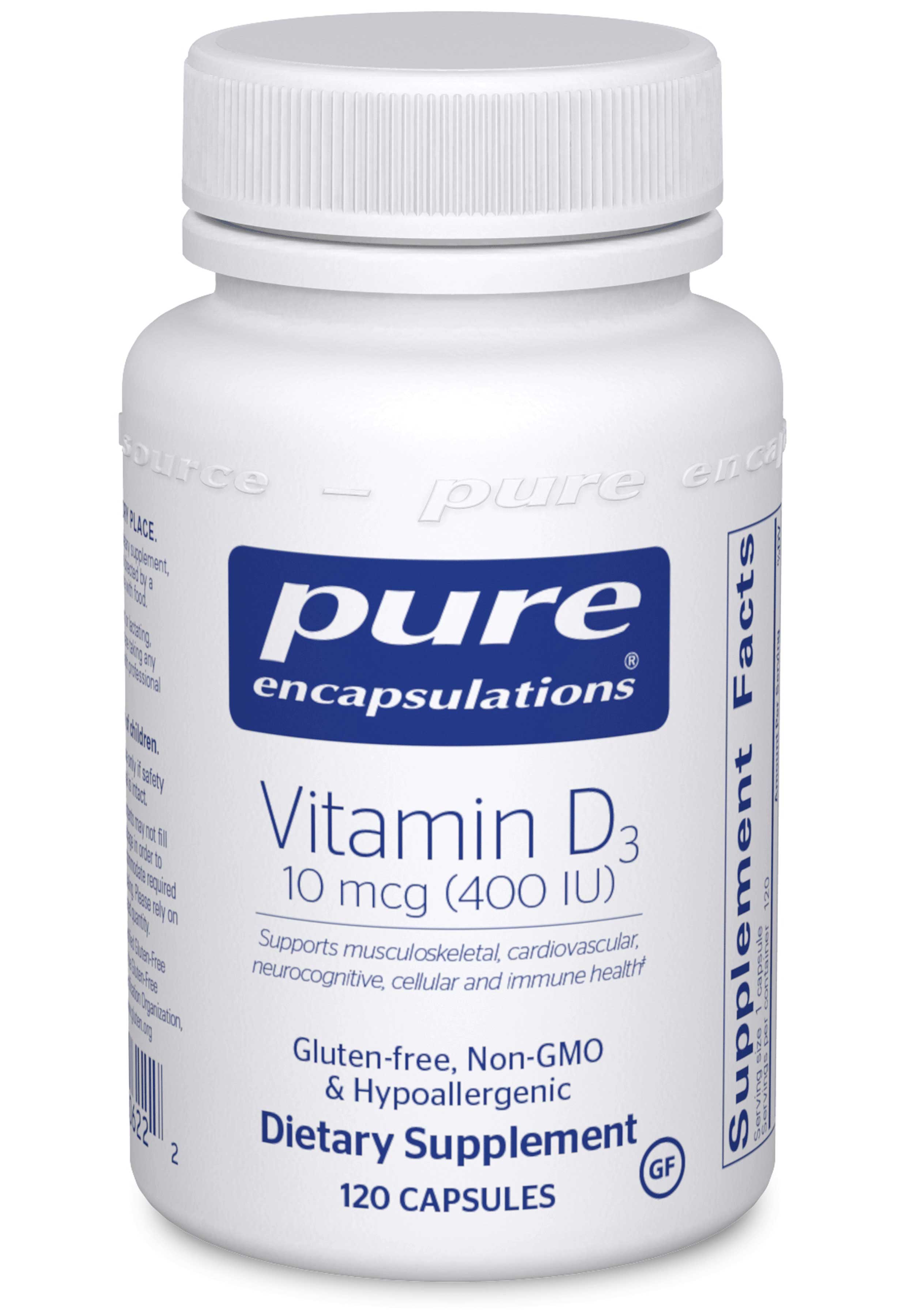 Pure Encapsulations Vitamin D3 10 mcg (400 IU)